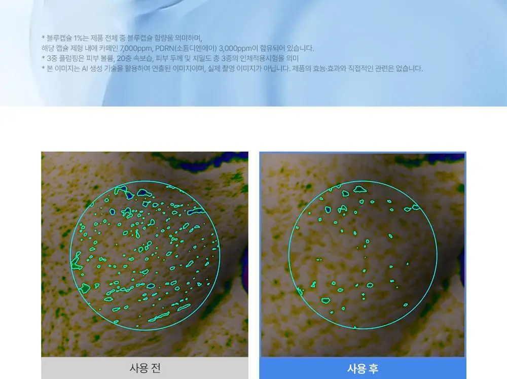 [60개 블루캡슐/수분볼륨 입체광] 피캄 PDRN 카페인 블루캡슐 60 크림 50ml 상세페이지 17